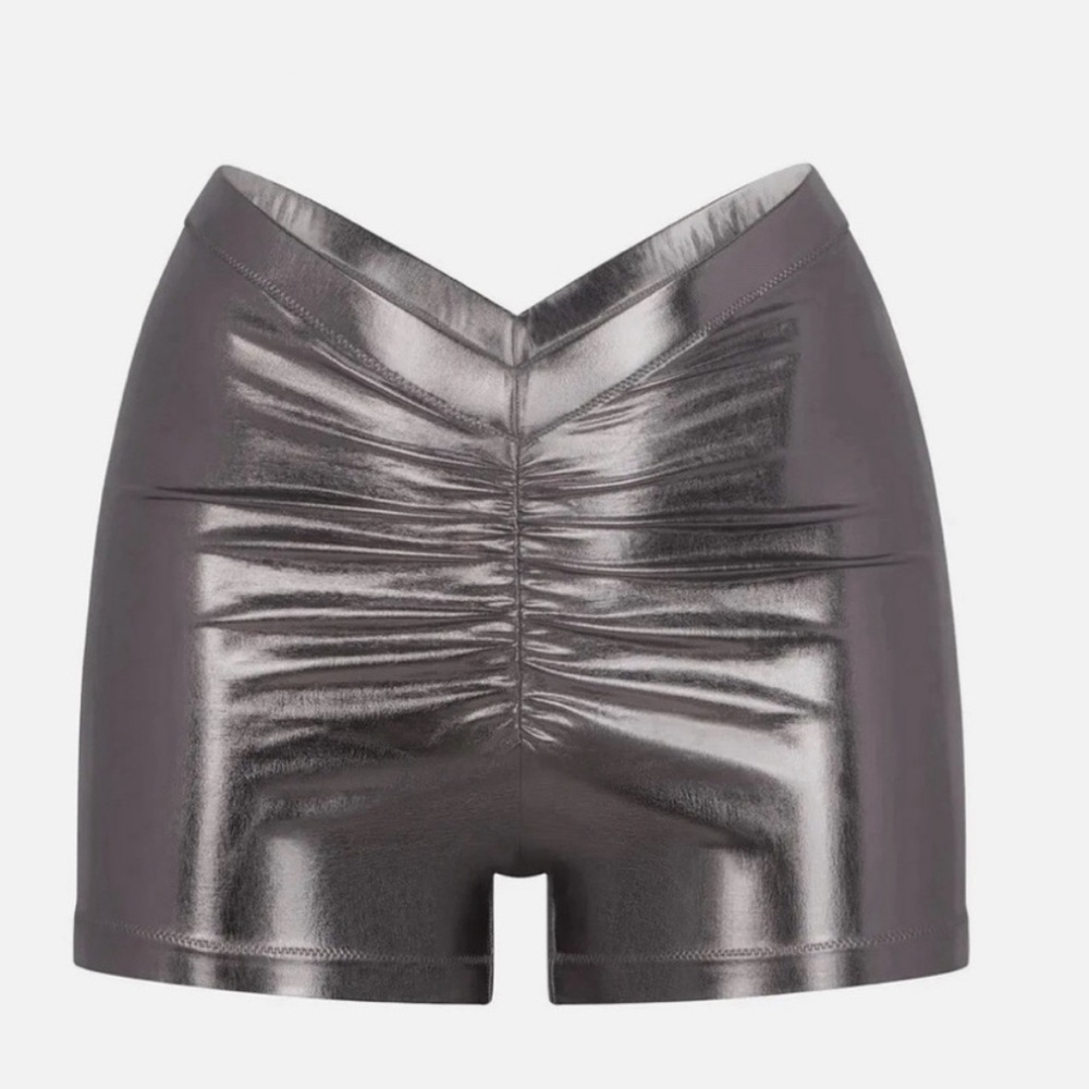 NWT Skims metallic swim v-waist short carbon